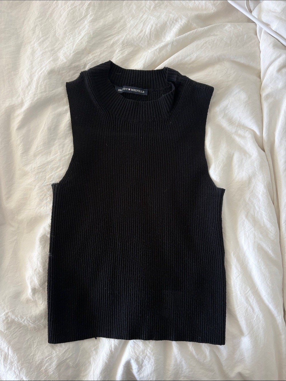 Brandy Melville Black mock neck sleeveless ribbed sweater top